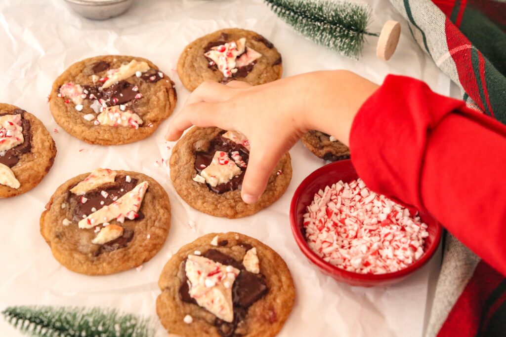 Peppermint Bark Chocolate Chip Cookies